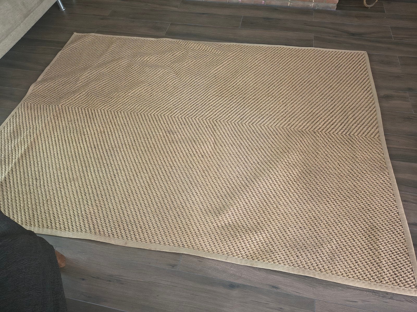 Juten kleed tapijt 170 x 235 cm, Ophalen, Gebruikt, Beige, 150 tot 200 cm