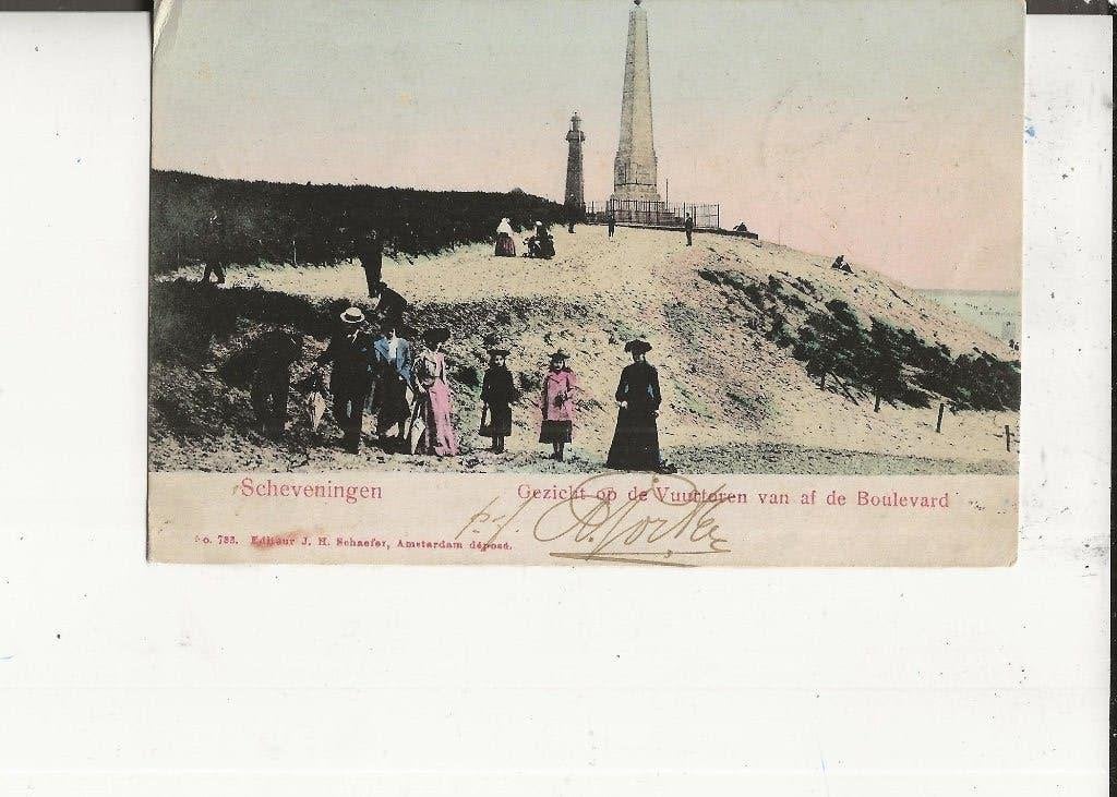 Scheveningen Gezicht op Vuurtoren en Naald 30 sept 1903, Ophalen of Verzenden, Voor 1920, Gelopen, Zuid-Holland