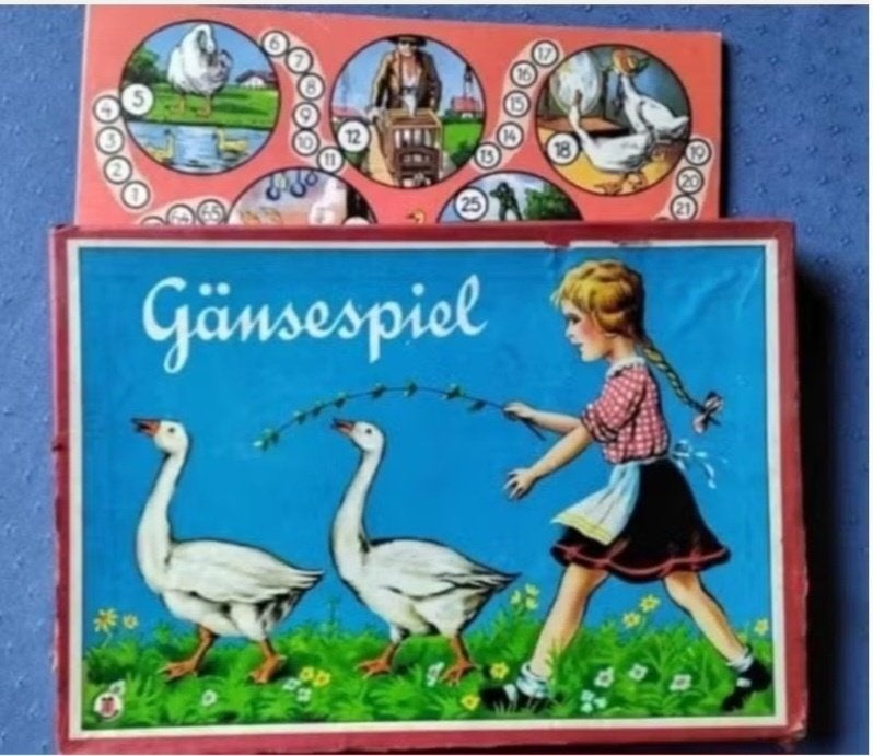 Antiek ganzenbord spel 'Gänsespiel' vintage/ collectors item, Antiek en Kunst, Ophalen