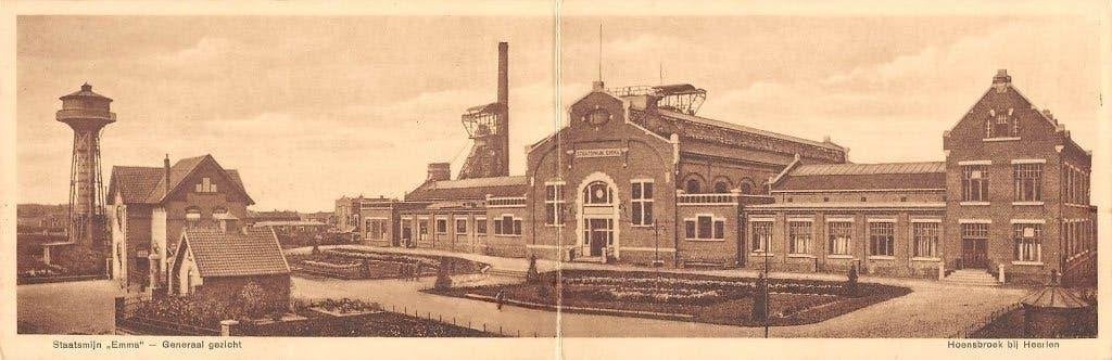 Hoensbroek Heerlen  Staatsmijn Emma Dubbele kaart, Ophalen of Verzenden, 1920 tot 1940, Gelopen, Limburg
