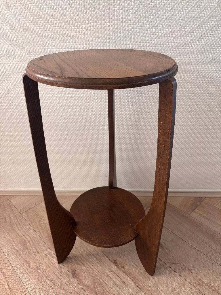 Art Deco bijzettafeltje / plantentafeltje van eikenhout., Ophalen