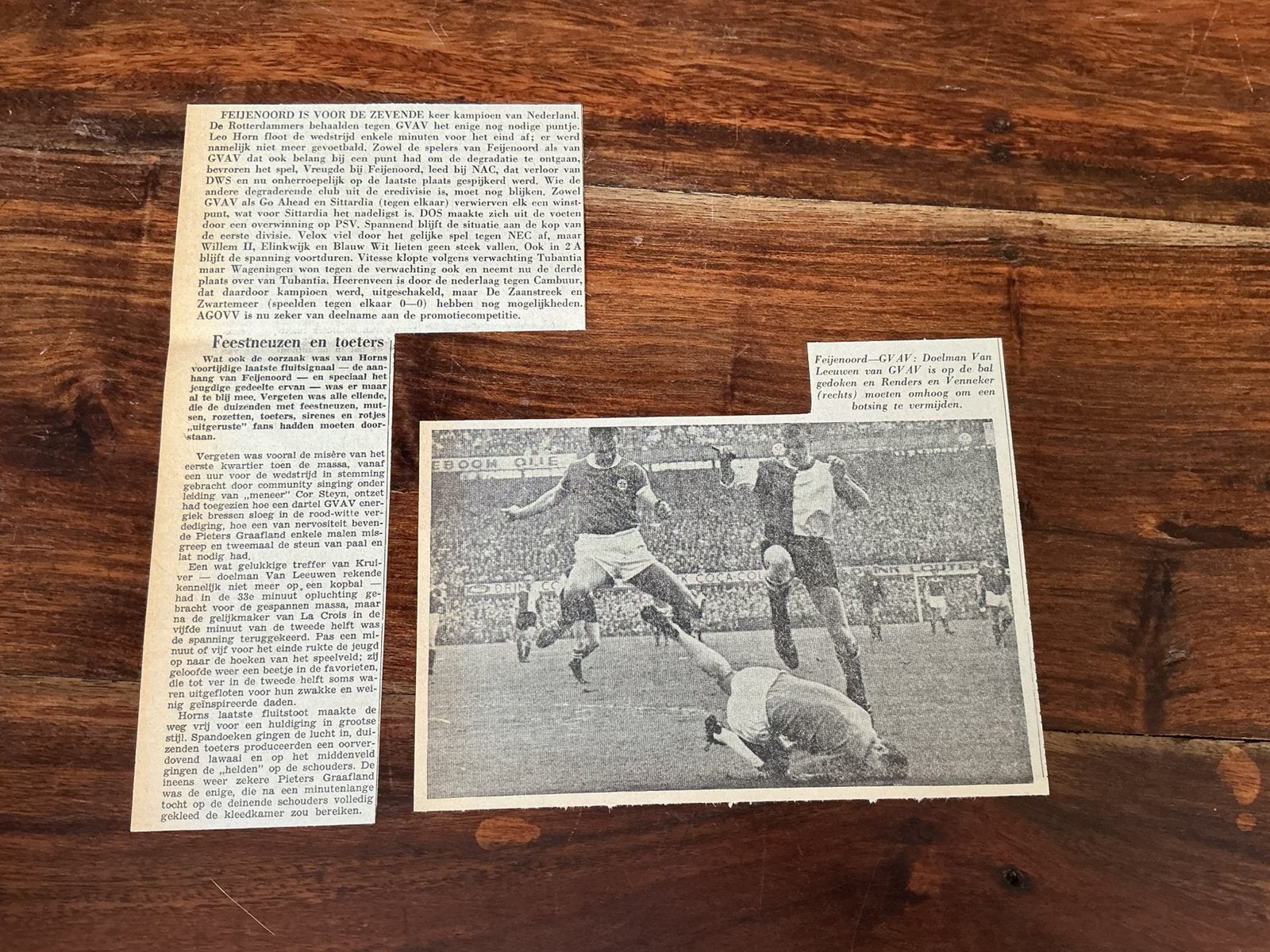 Voetbal krantenartikel Feyenoord GVAV april 1965, Verzamelen, Ophalen of Verzenden, Knipsel(s)
