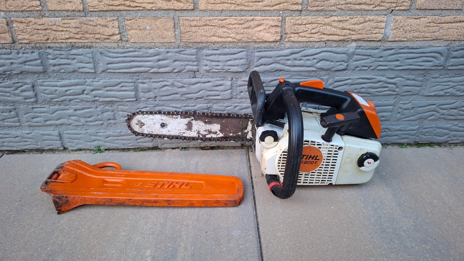 Stihl MS200T tophandle kettingzaag benzine, Stihl, Gebruikt, 70 mm of meer, Kettingzaag