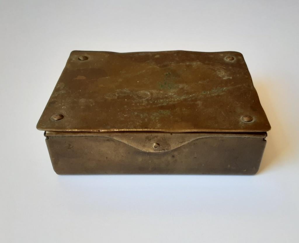antiek duitse messing postzegel doosje, Ophalen of Verzenden