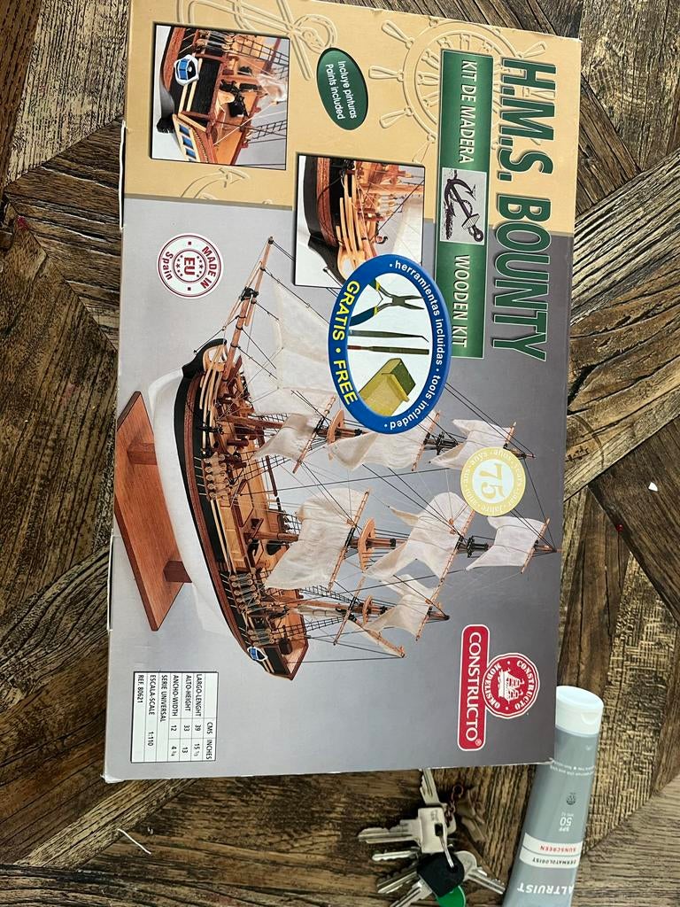 Constructo HMS Bounty Houten Modelbouw Kit 1:110, Hobby en Vrije tijd, Modelbouw | Boten en Schepen, Ophalen of Verzenden, Nieuw