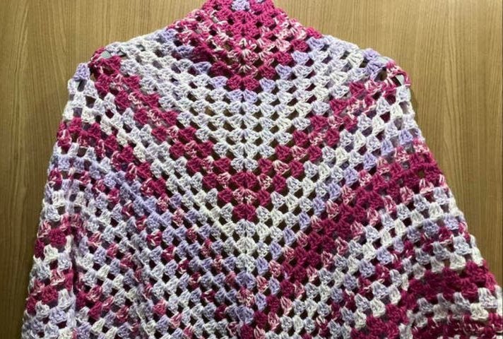 Gehaakte Poncho - Roze, Paars en Wit, Verzenden, Nieuw