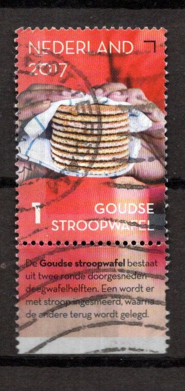 gestempelde zegels. Jaar 2017. stroopwafel met tab, Ophalen of Verzenden, Na 1940, Gestempeld