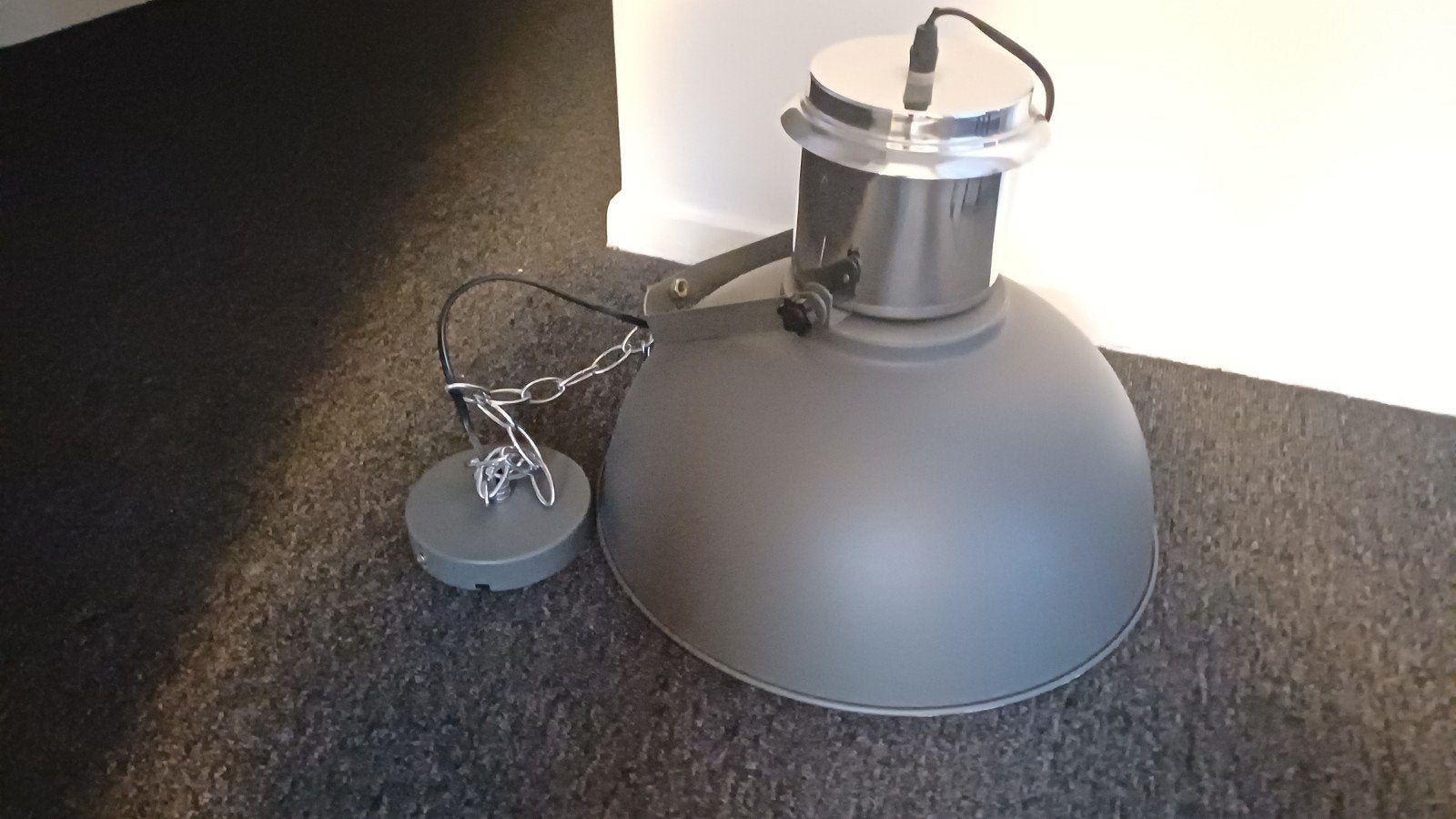 Stijlvolle hanglamp - Grijs metaal, industrieel design, Overige merken, Grijs, Industrieel, Overige fittingen