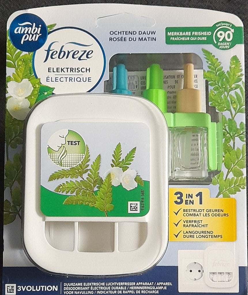 Ambi Pur Febreze 3Volution Starterkit Ochtend Dauw 20ml, Overige materialen, Overige stijlen, Nieuw, Ophalen of Verzenden