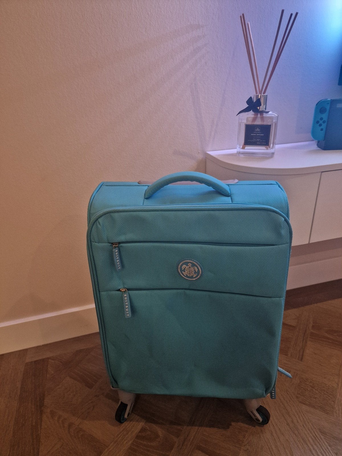 Handige SuitSuit turquoise handbagage, Sieraden, Tassen en Uiterlijk, Koffers, Ophalen, Overige materialen, Wieltjes, Gebruikt