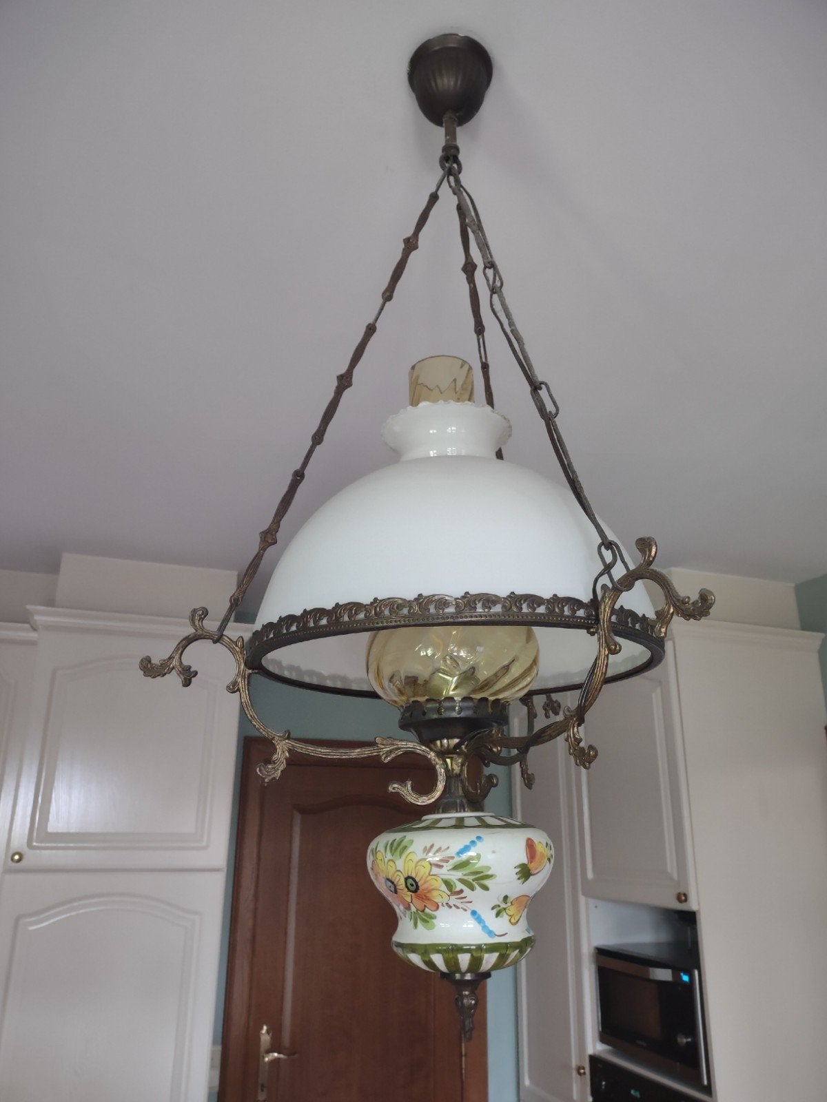 Antieke hanglamp met handgeschilderde details, Ophalen