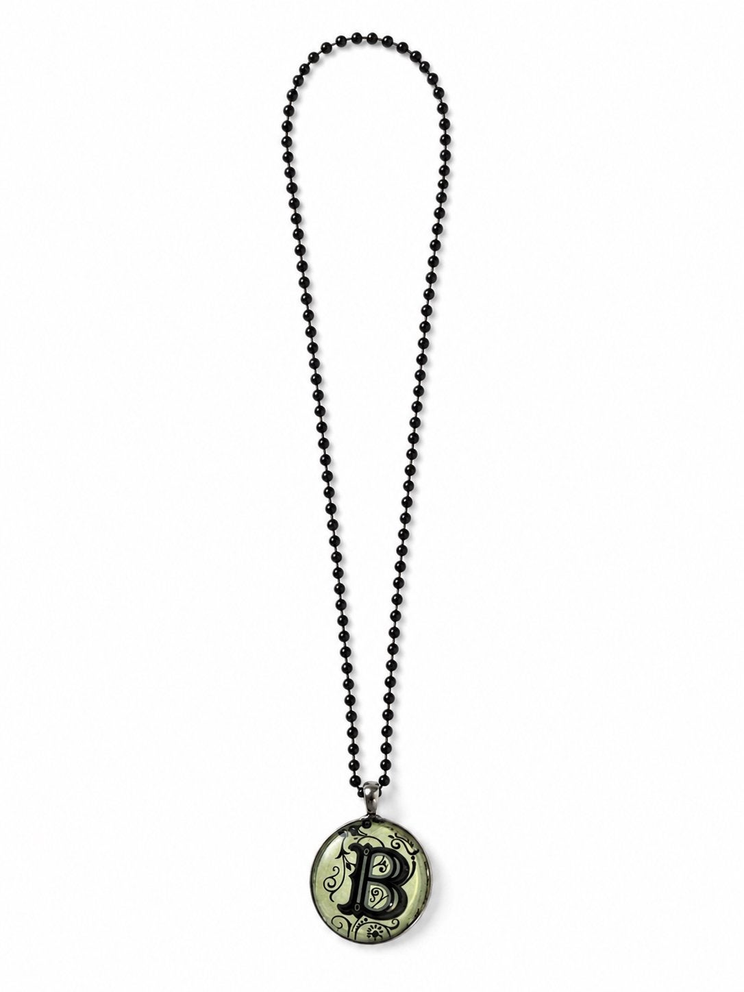 Zwarte kralenketting met hanger letter B, Zwart, Nieuw, Ophalen of Verzenden, Overige materialen