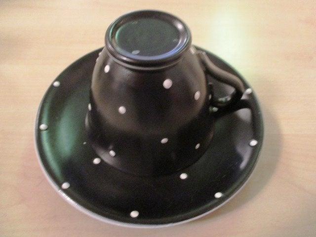 Stipwerk kop en schotel zwart stip polka dot Driehoek?, Ophalen of Verzenden