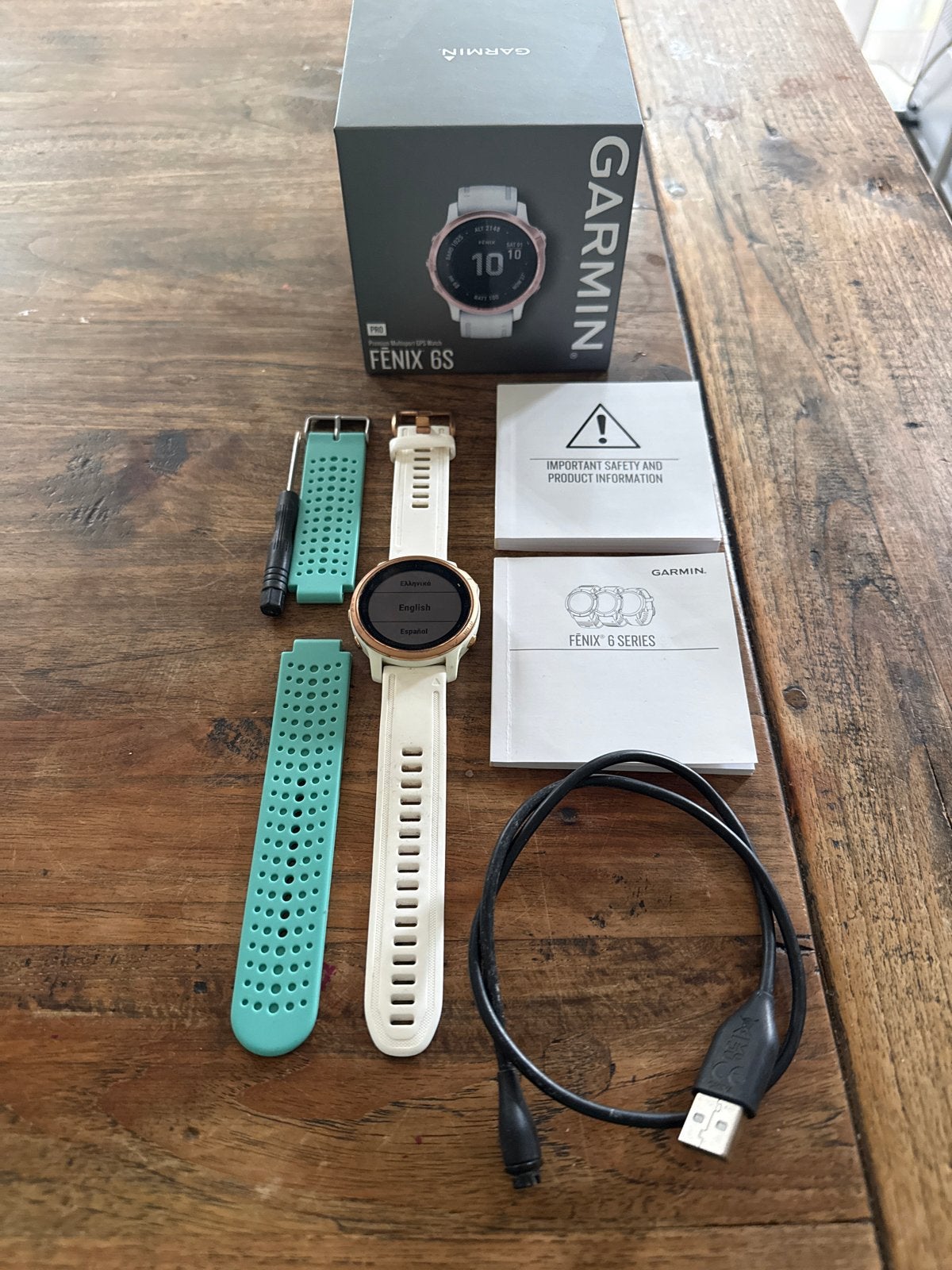 Garmin Fenix 6S Pro sporthorloge met extra bandjes, Afstand, Wit, Ophalen of Verzenden, Zo goed als nieuw