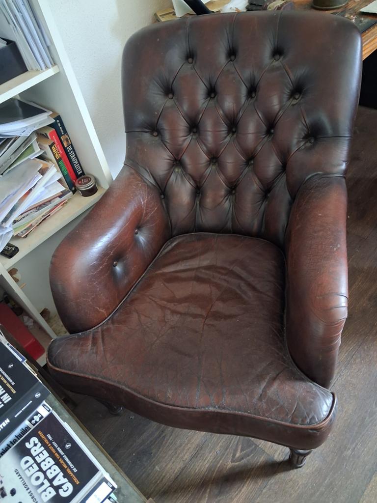 Chesterfield fauteuil, Huis en Inrichting, Stoelen, Ophalen of Verzenden, Gebruikt, Bruin, Eén