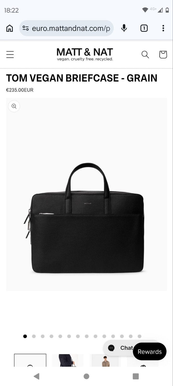matt&nat vegan leren briefcase laptoptas, Computers en Software, Laptoptassen, Gevoerd laptopvak, 17 inch of meer, Aktetas, Ophalen of Verzenden