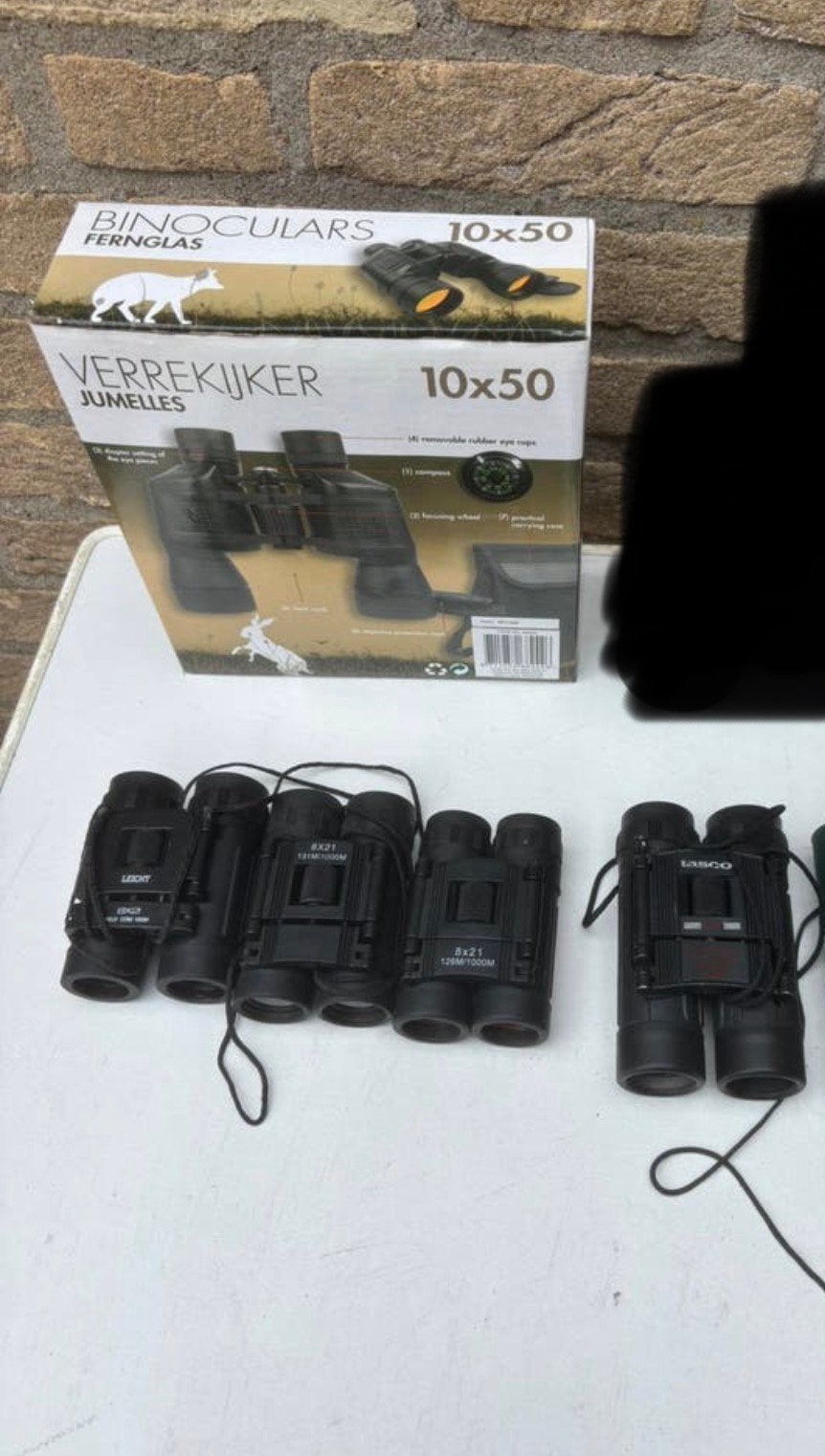 Lotje 5 Verrekijkers- 3 van 8x21,  1 van 10x25, 1 van 10x50, Ophalen of Verzenden, Gebruikt, Overige typen