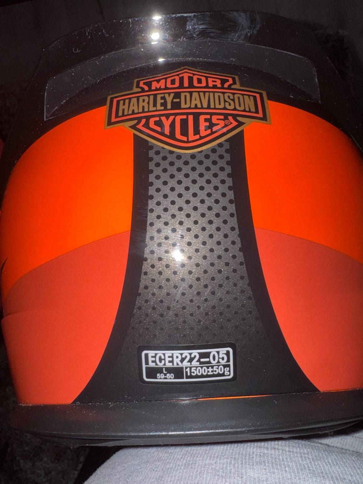 Harley-Davidson Motorhelm - Zwart/Oranje - Maat L, Motoren, Ophalen, Tweedehands, Heren, Jas | textiel