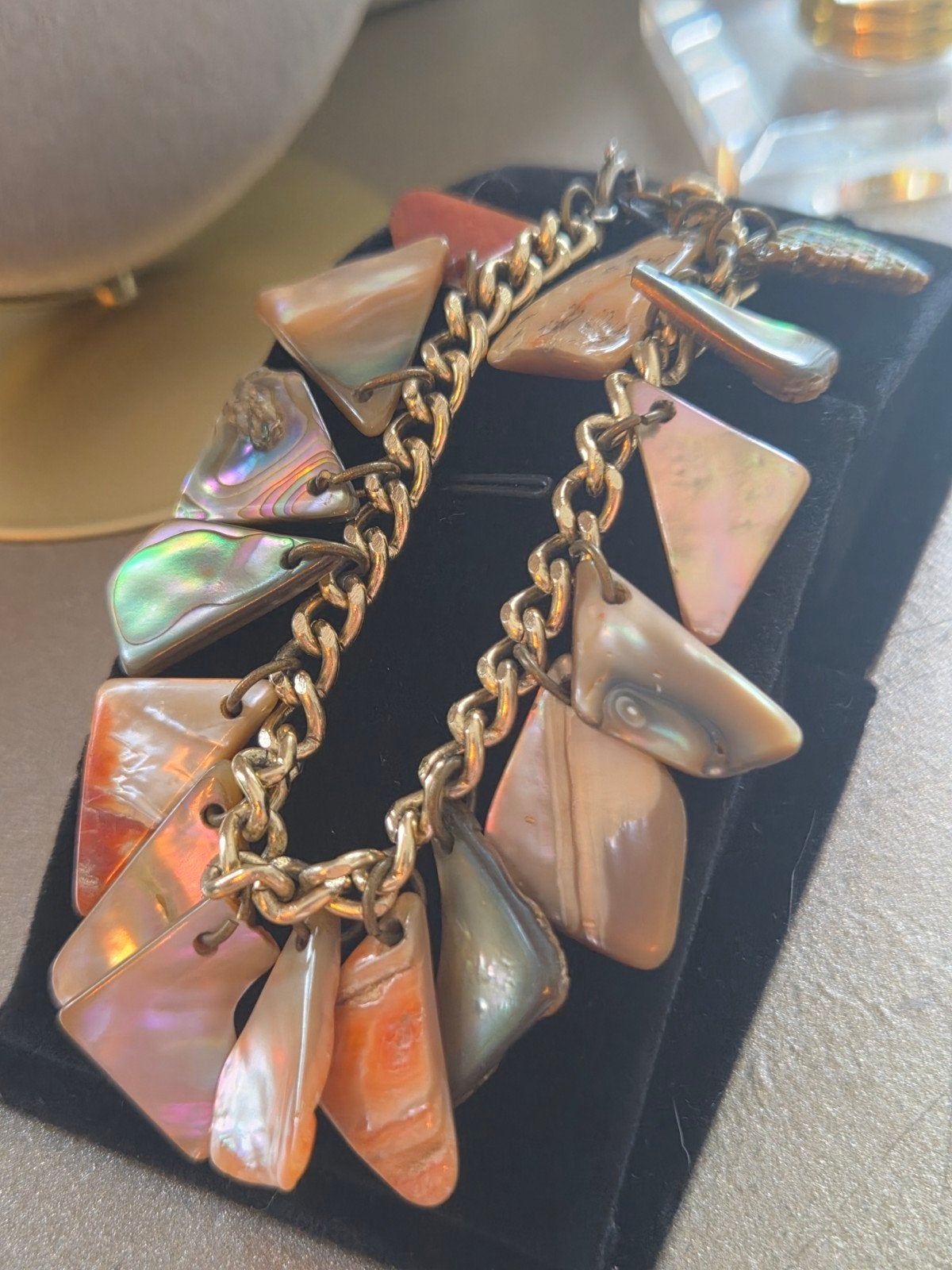 Vintage Schelpen Armband 19 cm Parelmoer Abalone, Overige materialen, Gebruikt, Overige kleuren, Ophalen of Verzenden