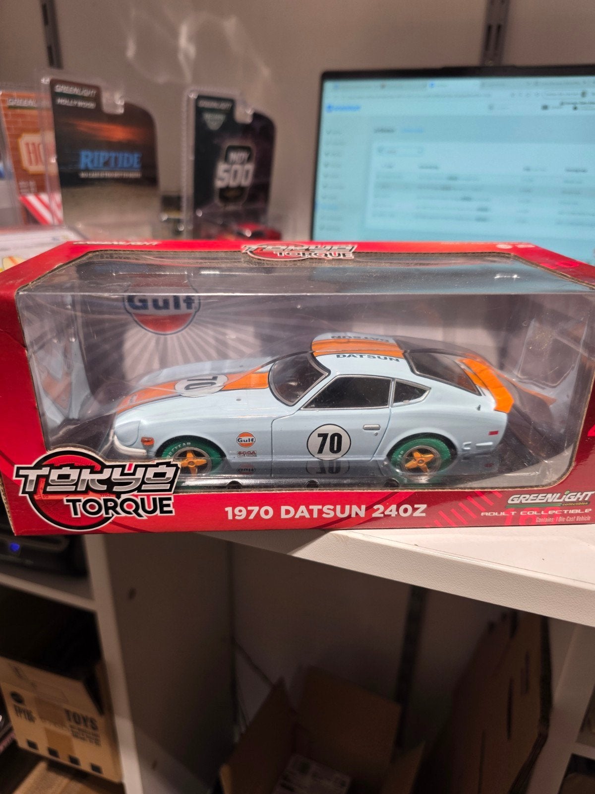 Greenlight Tokyo Torque 1970 Datsun 240Z Gulf Modelauto, Indianapolis, IN, USA, Nieuw, Ophalen of Verzenden, Greenlight Collectibles