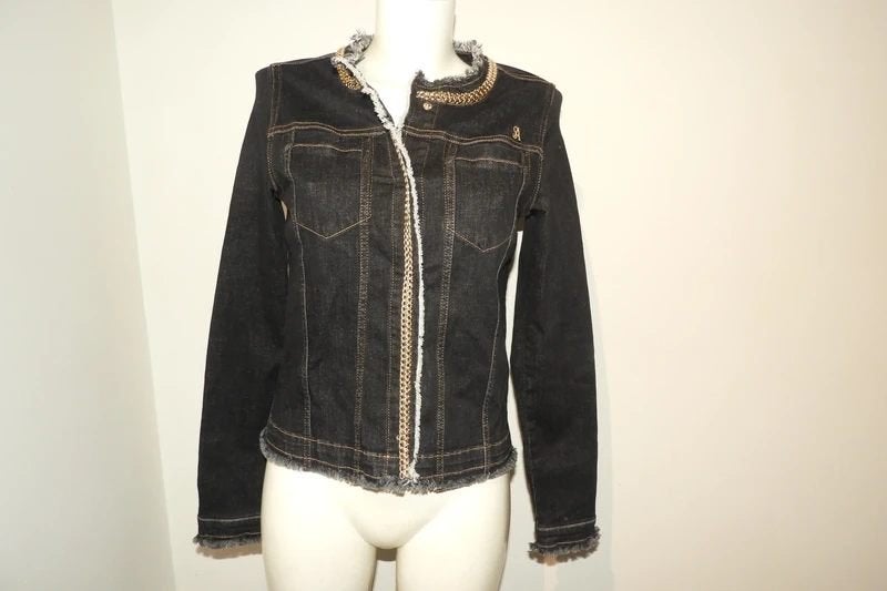 Studio Anneloes jeans jasje afgewerkt met gouden ketting S, Verzenden, Jasje, Maat 36 (S), Gedragen