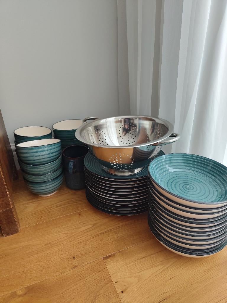 vancasso Teal 48-Piece Dinner Service for 12 People, Ophalen, Gebruikt, Keramiek, Overige stijlen