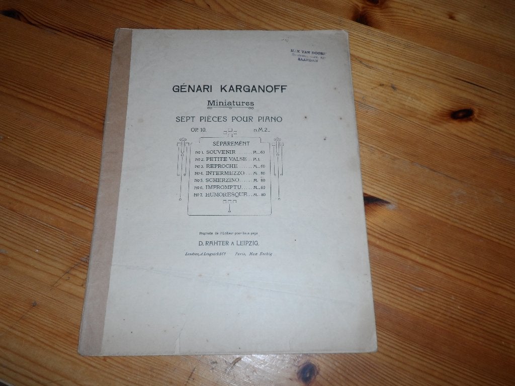 Genari karganoff - sept pieces for piano, Gebruikt, Klassiek, Ophalen of Verzenden, Artiest of Componist