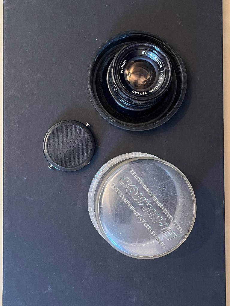 EL-Nikkor 2.8/50mm vergrotingslens, met lenskap en "bubble", Ophalen of Verzenden, Zo goed als nieuw