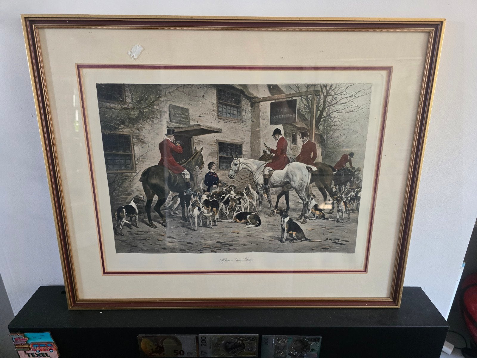 Antieke jachtscène prent 'After a Good Day' - George Wright, Antiek en Kunst, Kunst | Etsen en Gravures, Ophalen of Verzenden
