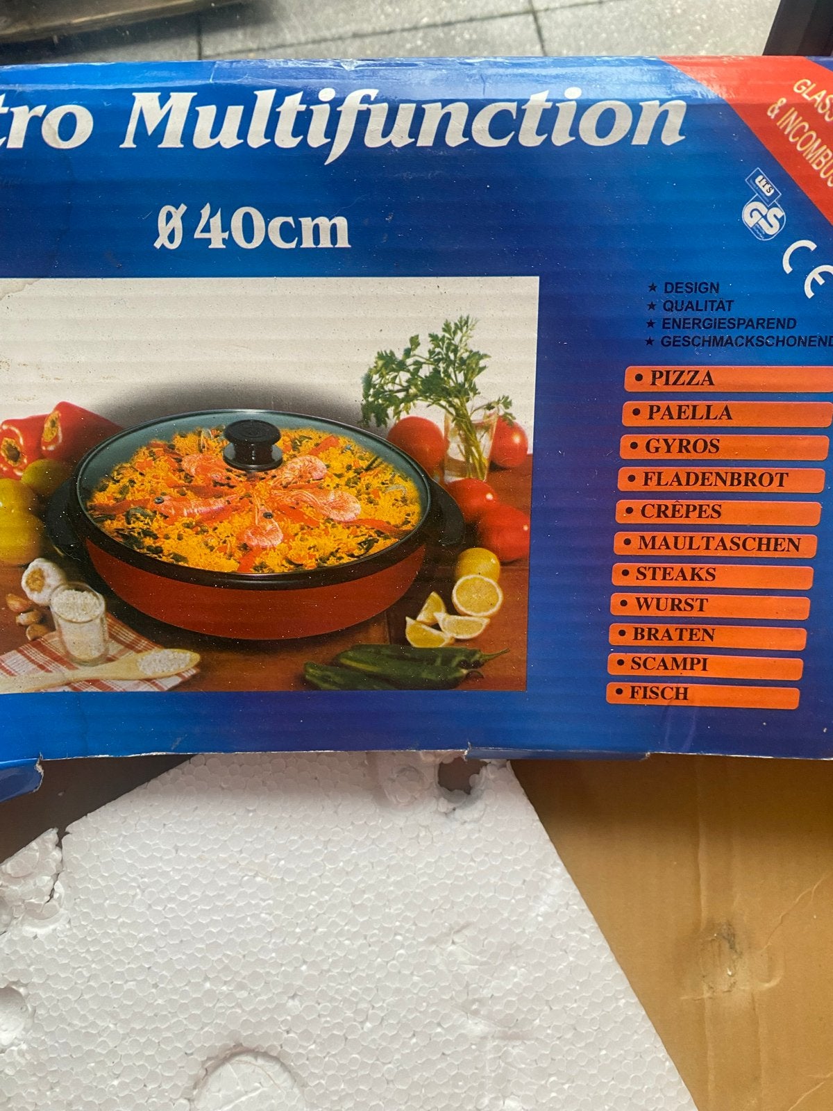 Multifunctionele elektrische pan Ø40cm - Pizza, Paella, Gyro, Overige materialen, Overige typen, Nieuw, Ophalen of Verzenden