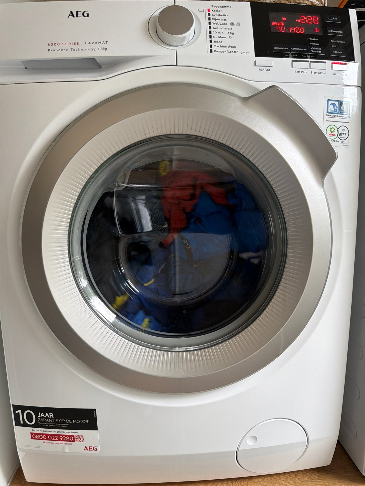 AEG 6000 Series Lavamat ProSense 1-8kg, Ophalen, Zo goed als nieuw, Voorlader, Wolwasprogramma