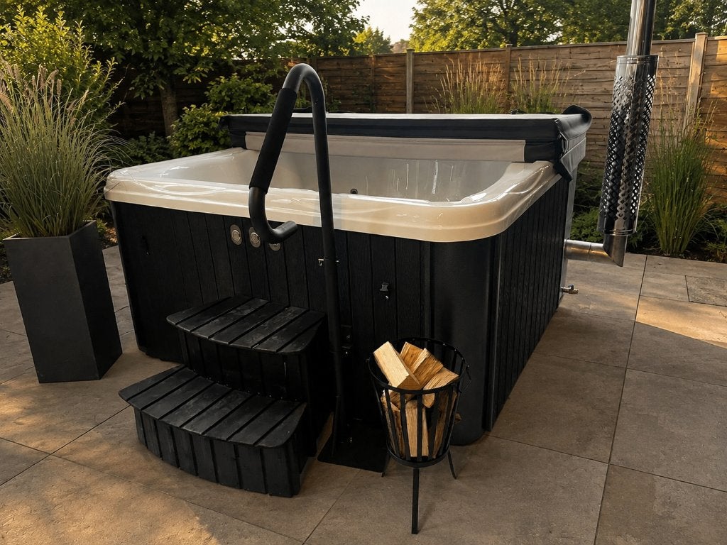 vierkante hout gestookte hottub, Ophalen, Nieuw, Sauna Service, Info@saunaservice.nl