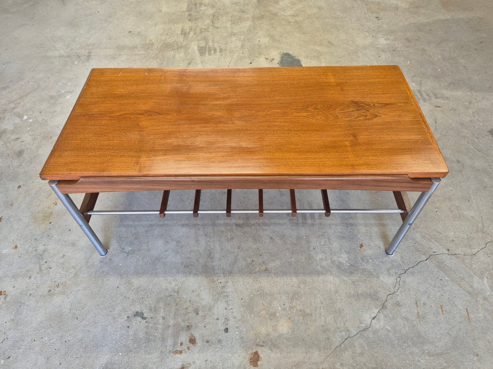 Vintage Topform Salontafel Teak mid century modern, Ophalen, 100 tot 150 cm, Teakhout, 50 tot 100 cm
