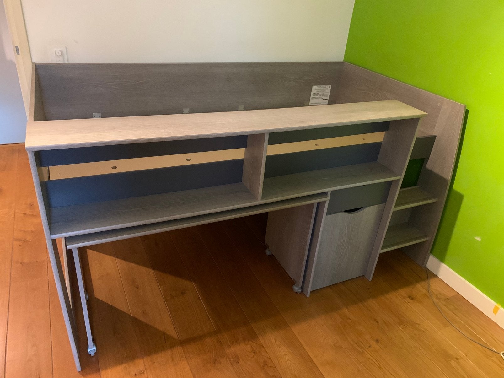 Alsapan halfhoogslaper/hoogslaper met bureau, Ophalen, Gebruikt, Eenpersoons, Minder dan 160 cm