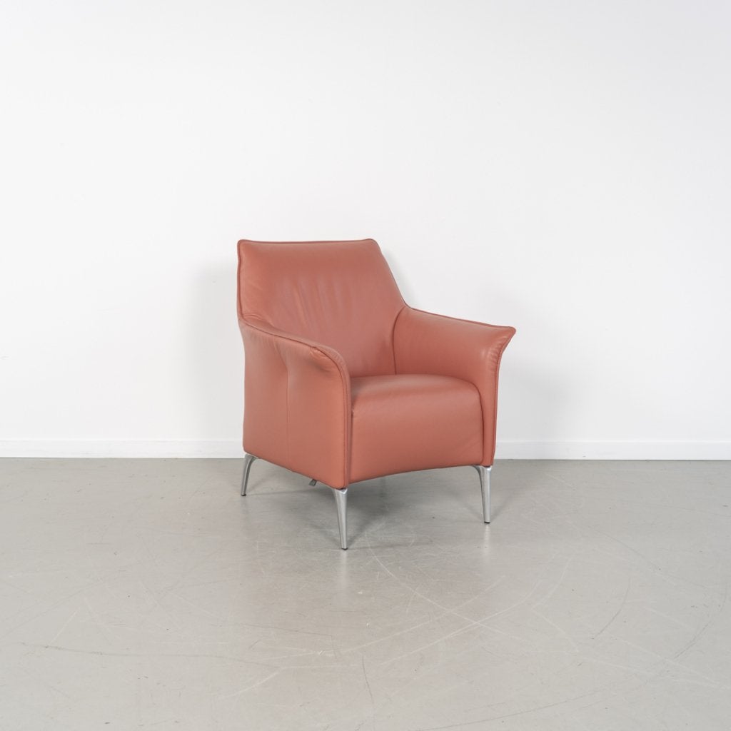 1x Leolux Mayuro Fauteuil Oudroze Leer - Chroom Frame, Huis en Inrichting, Niet ingevuld, Minder dan 75 cm, Niet ingevuld, Ophalen of Verzenden