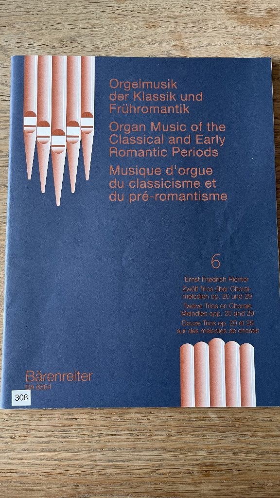 Bladmuziek orgel - E.F. Richter - 12 trio's op choralmelodie, Muziek en Instrumenten, Orgel, Klassiek, Ophalen of Verzenden, Zo goed als nieuw