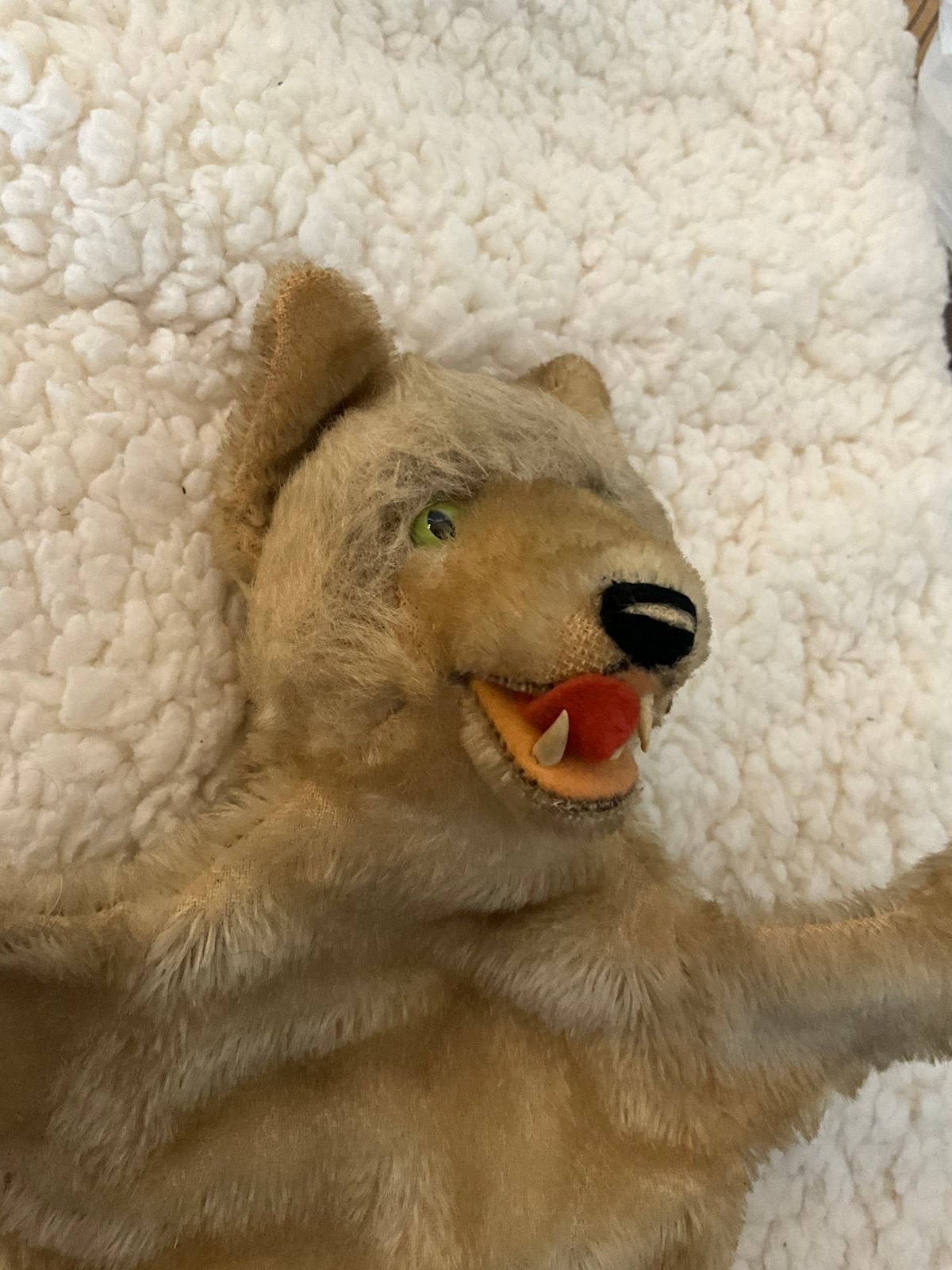 Antieke handpop van steiff wolf onbespeeld, Ophalen of Verzenden
