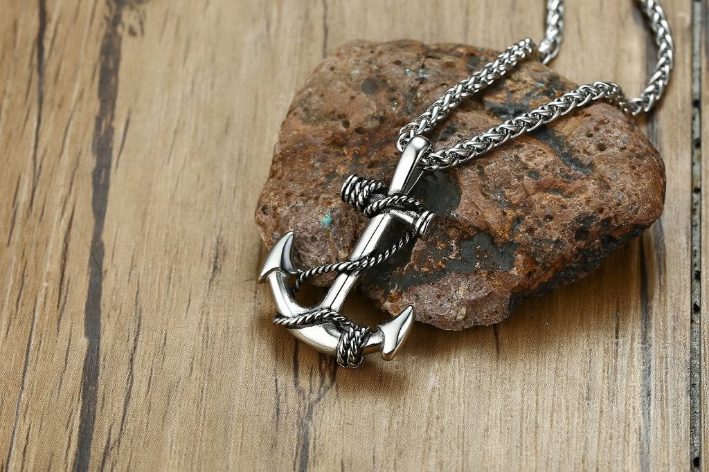 Zilverkleurige Anker Heren Ketting, Verzenden, Nieuw, Zilver, Overige materialen
