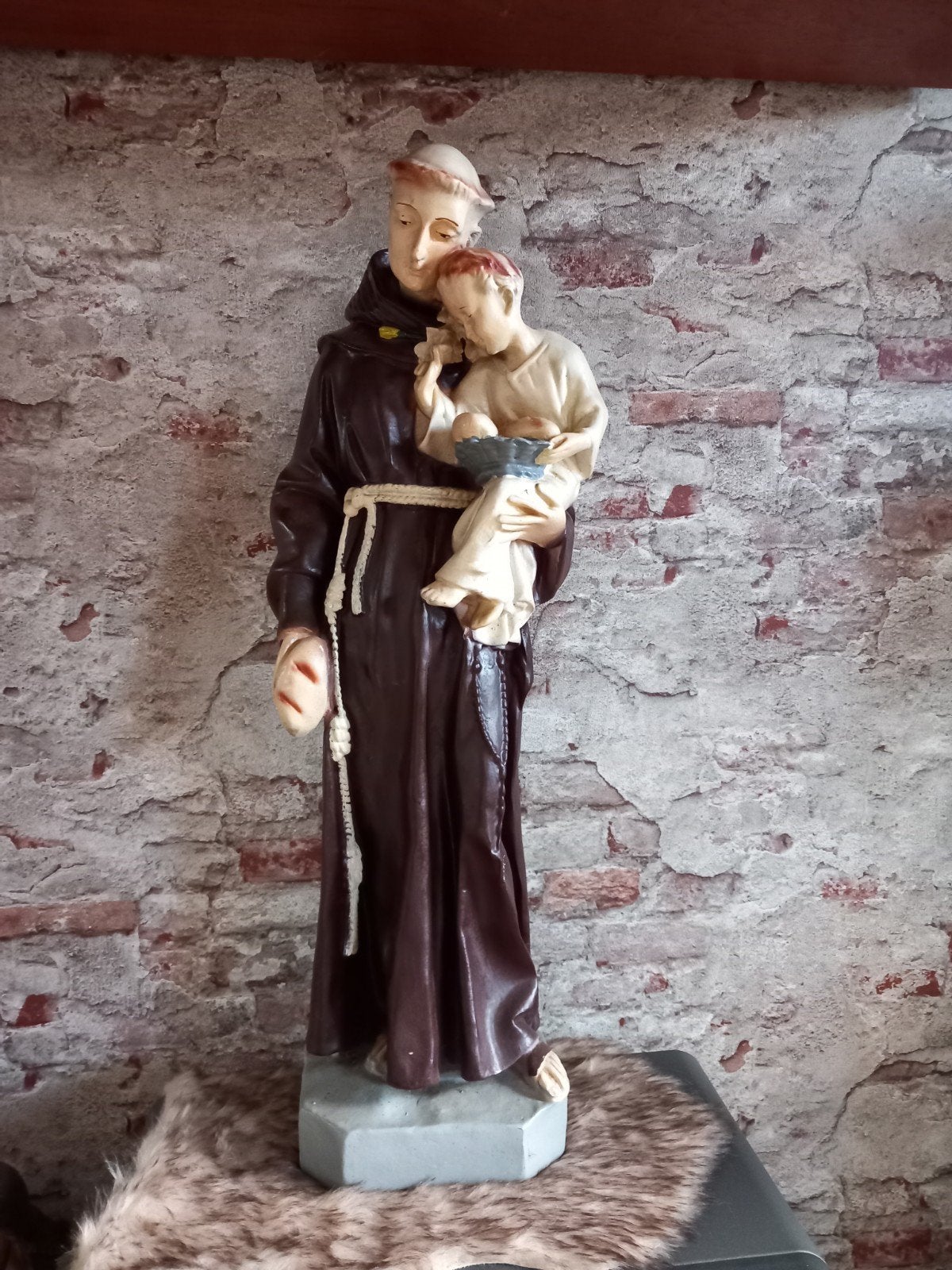 Vintage beeld van Sint Antonius met kindje Jezus, kunststof, Ophalen