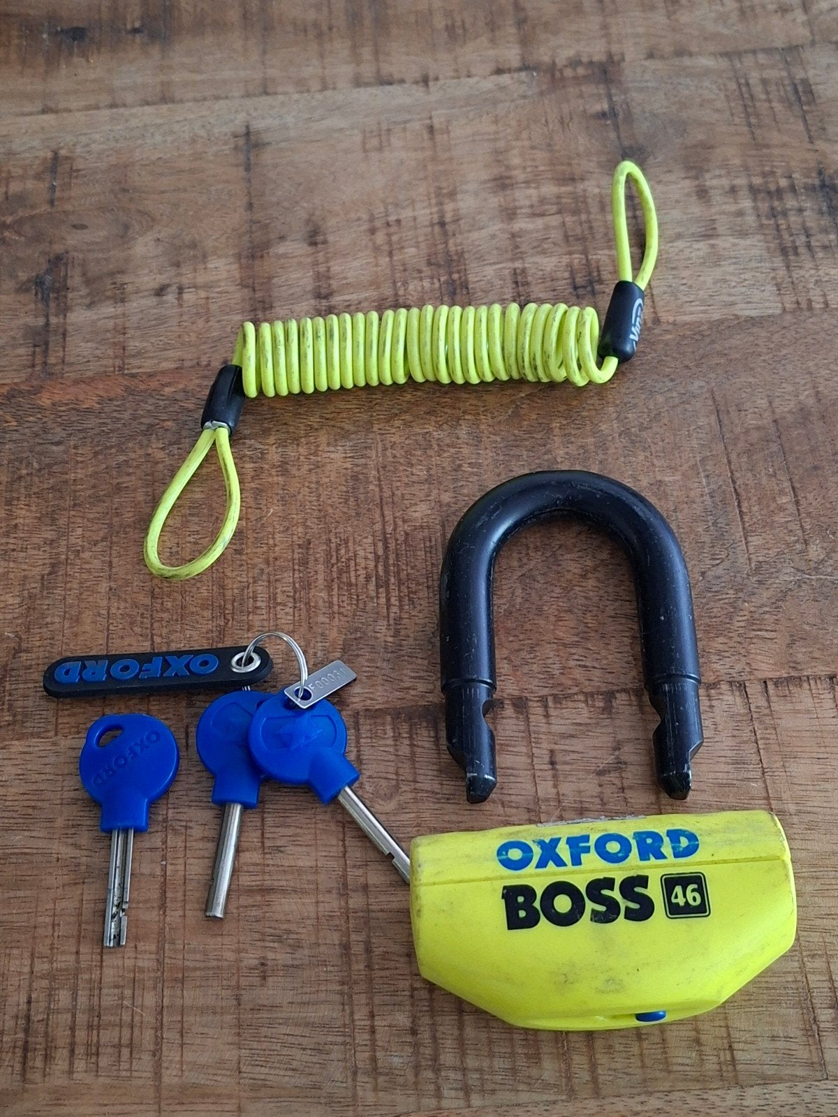 Oxford Boss 46 schijfremslot met herinneringskabel, Ophalen, Gebruikt