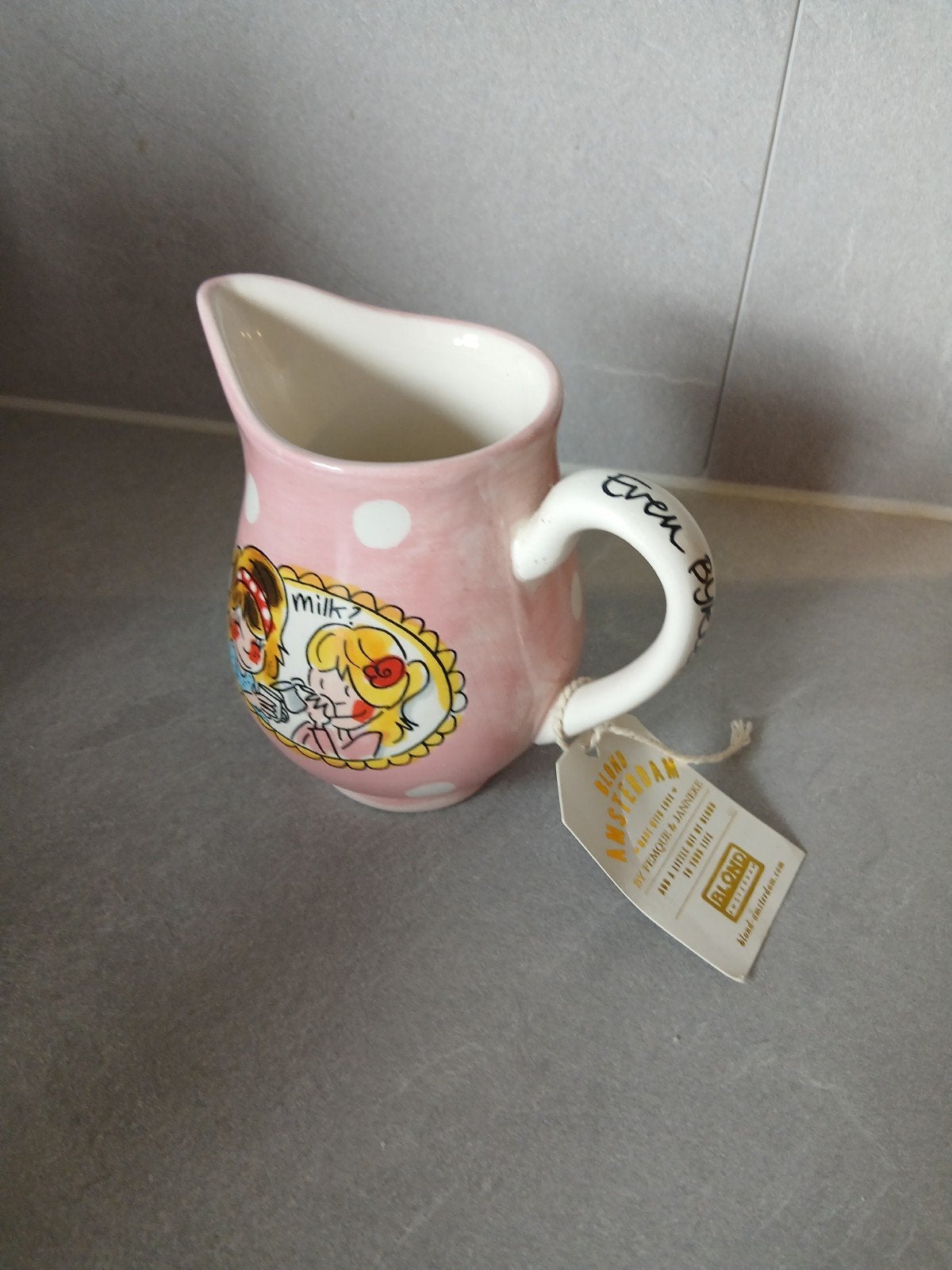 Blond Amsterdam melkkannetje - Even Bijkletsen, Keramiek, Overige typen, Nieuw, Ophalen of Verzenden