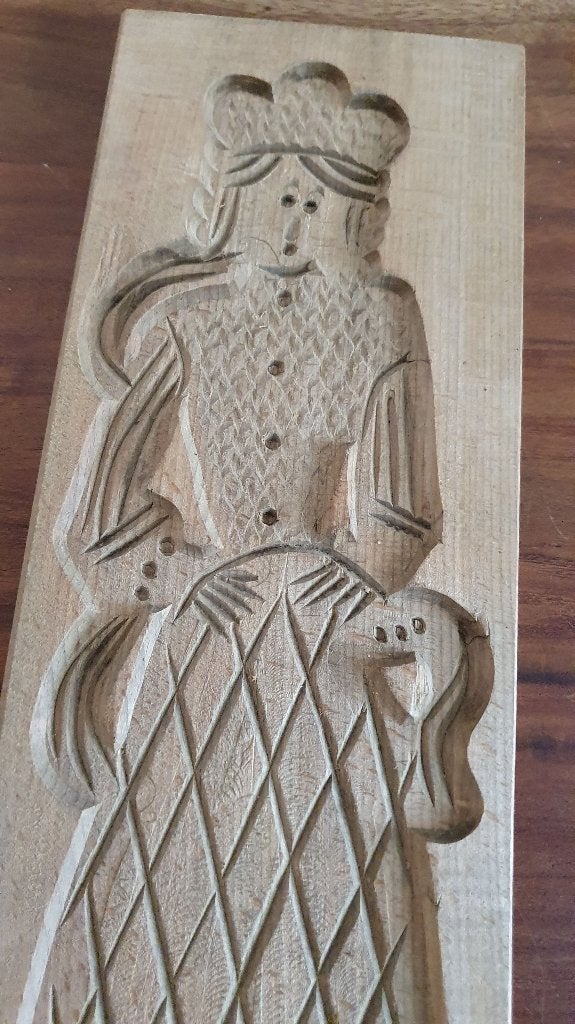 Vintage Speculaasplank Vrijster vrouw. 45x15 cm. Hout. 5C8, Tweedehands verkoop, Tweedehands verkoop, Gebruikt, Ophalen of Verzenden
