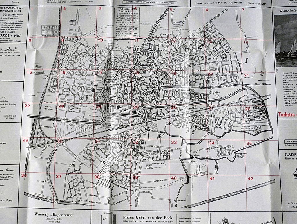 Zoldervondst: Stratengids jaren 50 Leeuwarden + plattegrond, Overige typen, Ophalen of Verzenden, Zo goed als nieuw, 1800 tot 2000