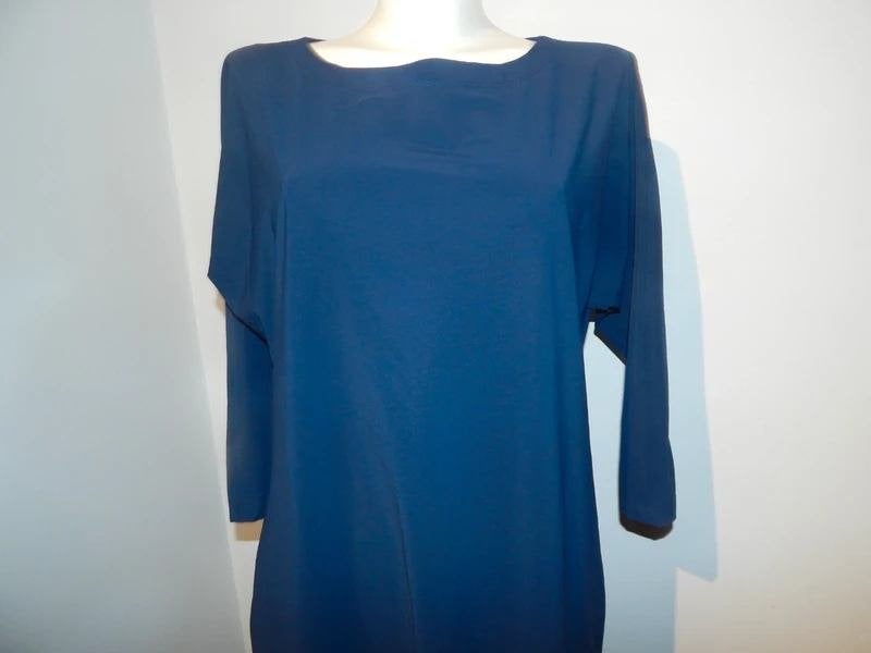 Ladress stretch travel stof jurk donker blauw basic M, Kleding | Dames, Jurken, Maat 38/40 (M), Zo goed als nieuw, Knielengte