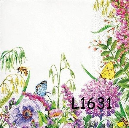 Servetten decoupage/bullet journal * bloemen vlinders L1631, Verzenden, Nieuw