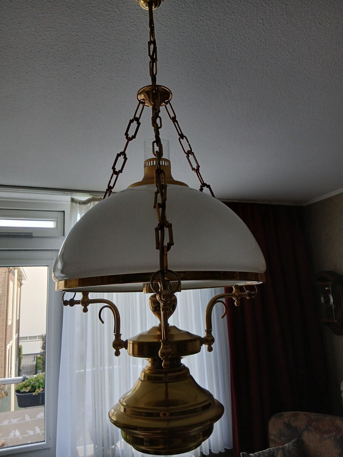Mooie grote goud kleurige lamp., Antiek en Kunst, Ophalen