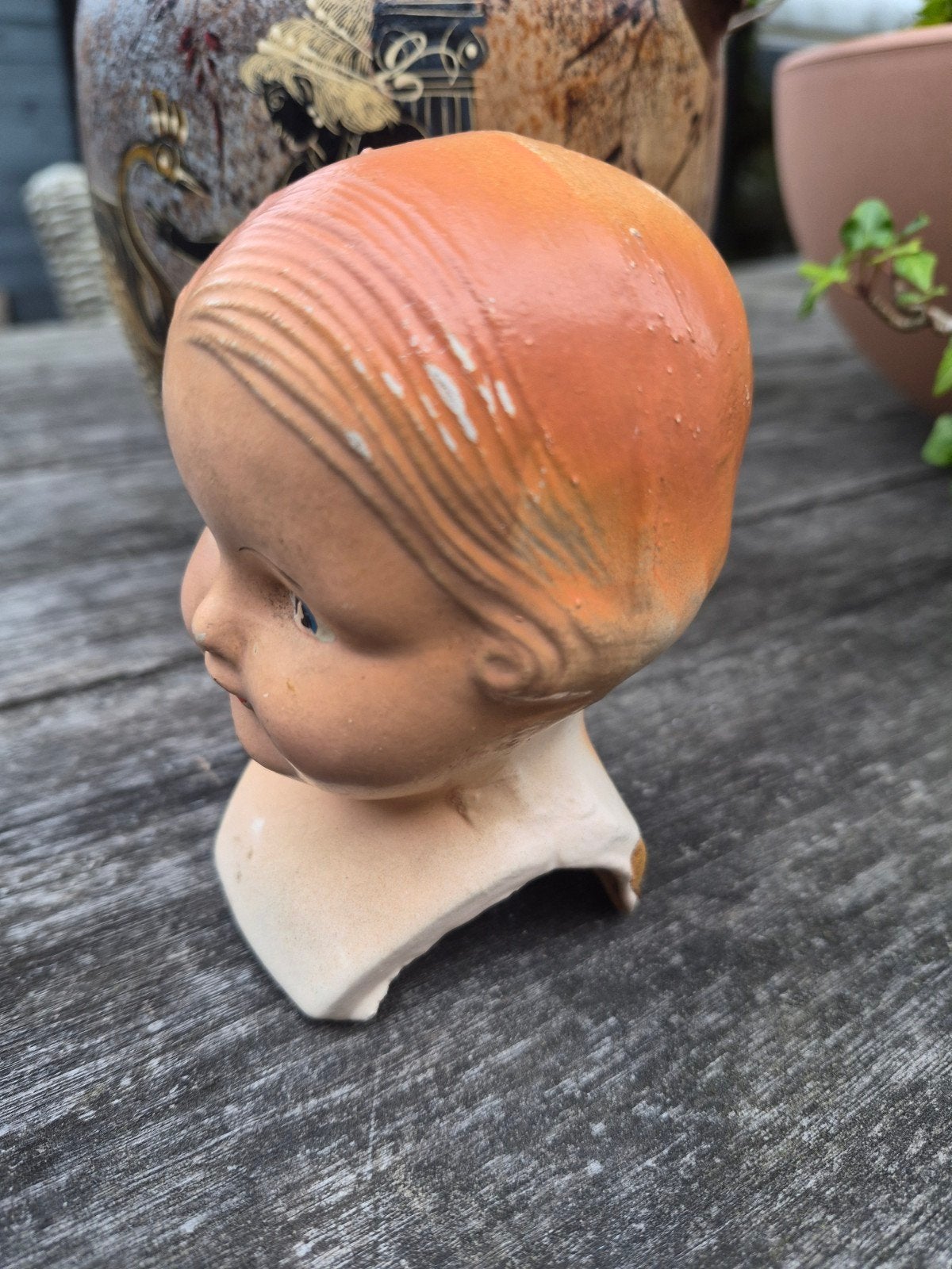 Vintage composiet poppenhoofd. Antiek rond 1900, Ophalen of Verzenden, Gebruikt, Pop