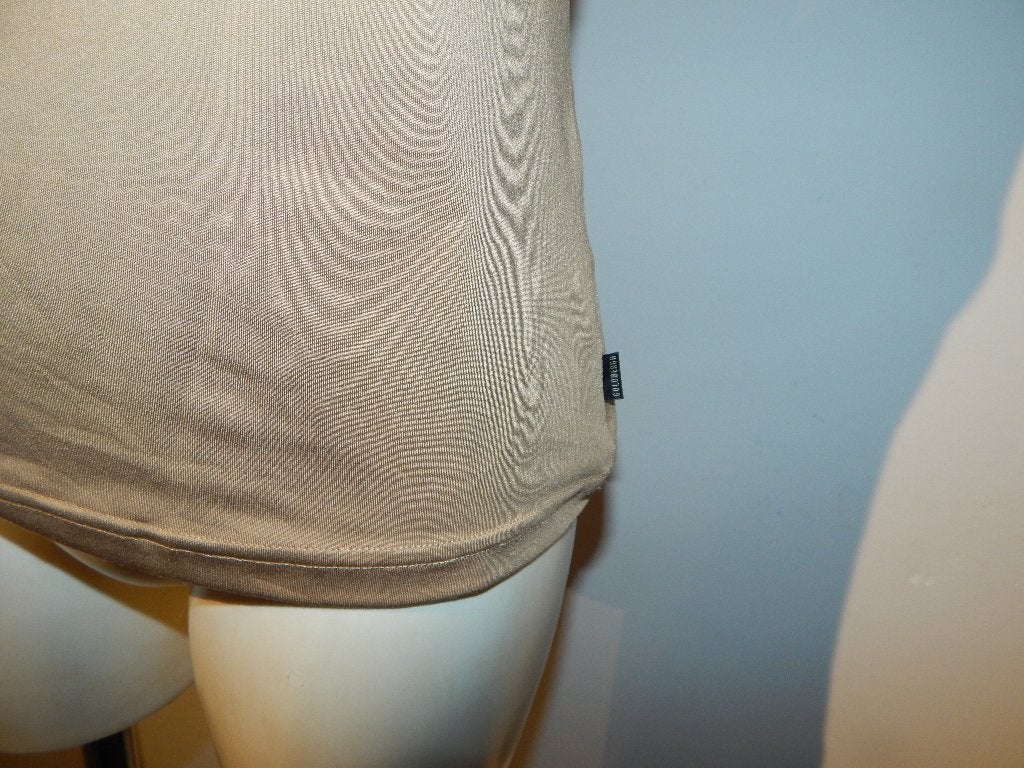 Goldbergh stretch shirt gouden look opdruk merk 38, Maat 38/40 (M), Zo goed als nieuw, Korte mouw, Goldbergh