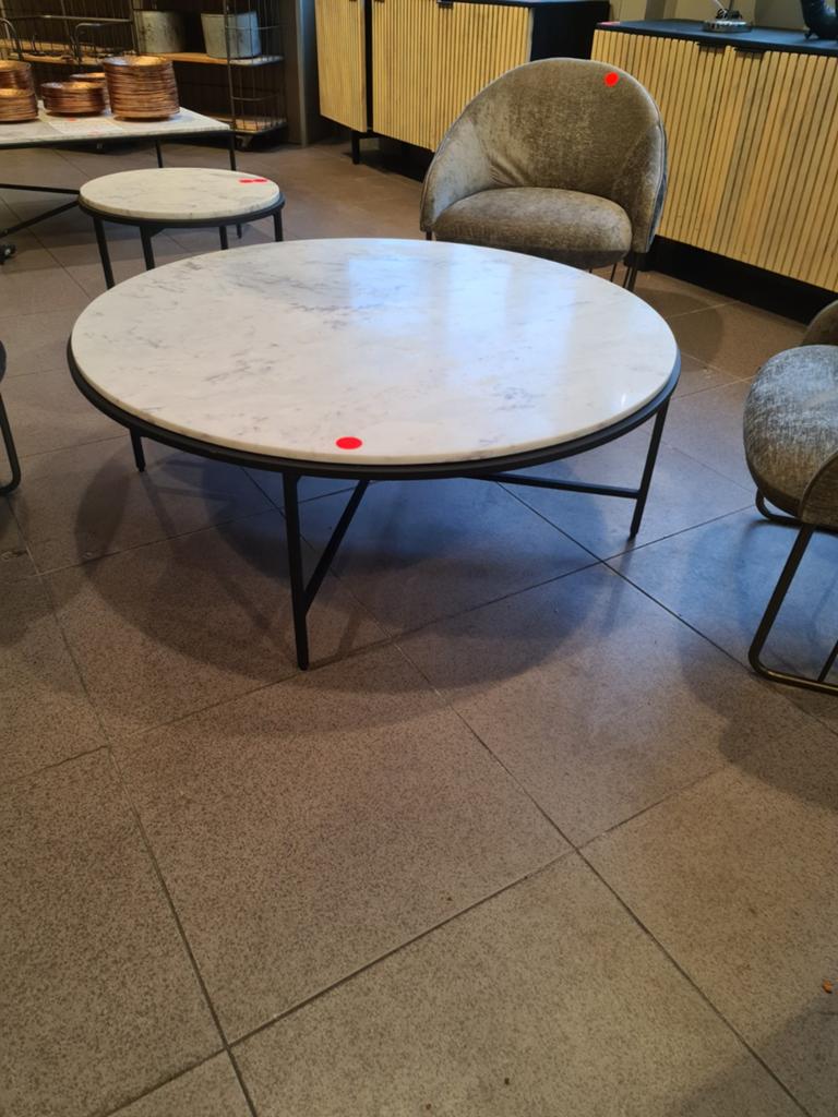 Nieuwe icathcers Marbellous salontafel rond 100cm wit marmer, Ophalen, Nieuw, Steen/keramiek, .