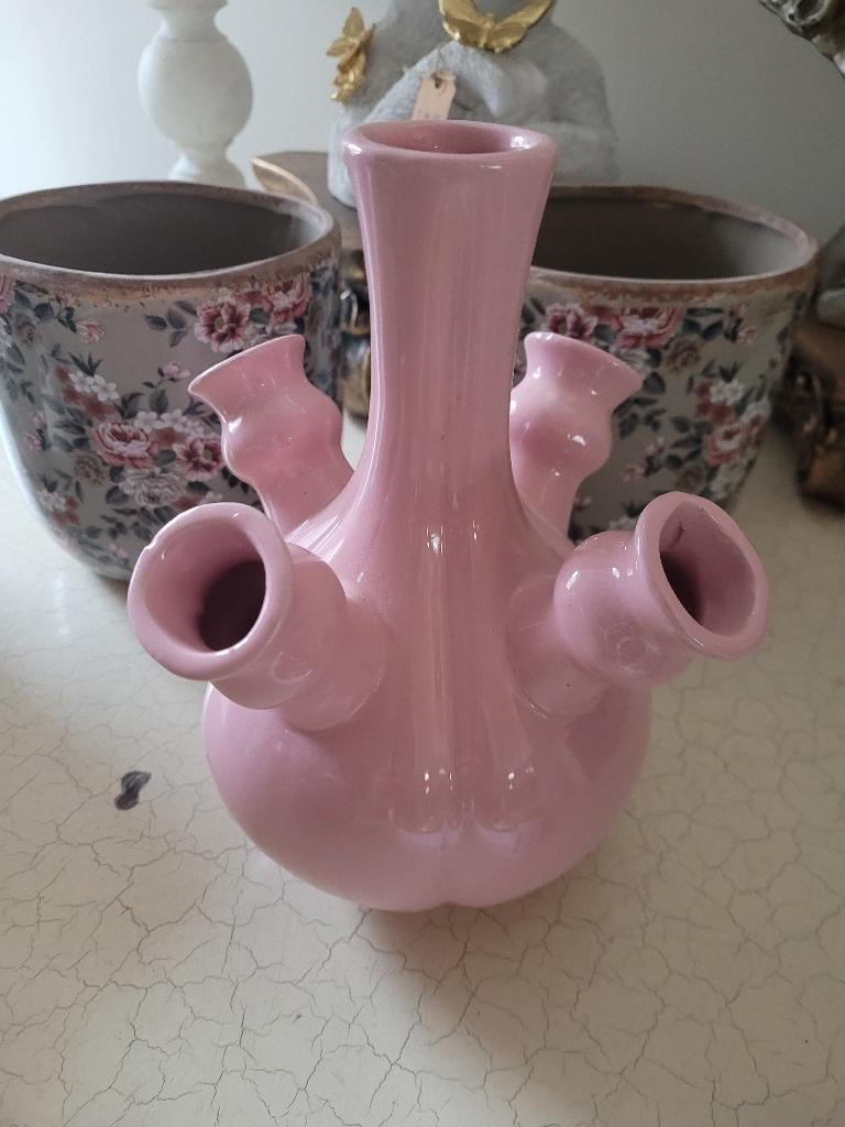 Nieuwe tulpenvaas, Heikant 21 Kaatsheuvel, Belle Vieille Brocante, Nieuw, Roze